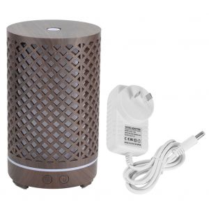 HJLIAN Humidificateur d'air ultrasonique creux de 120 ml, diffuseur d'aromes avec veilleuse coloree, prise 100-240 VAU - Neuf