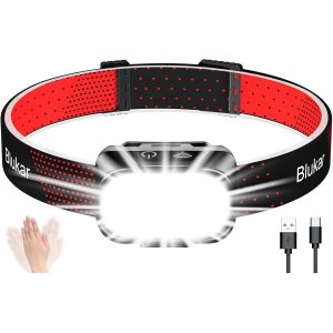 Lampe Frontale Rechargeable, 2000lm Torche Frontale Ultra Puissante, 10 Modes D'éclairage & Luminosité Ajustable Avec Détection De Mouvement, Léger & Ipx5 Étanche Pour Pêche, Camping, Cyclisme - Neuf