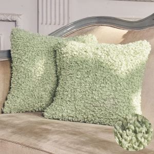 Lot De 2 Housses De Coussin En Peluche Alpaga 50 X 50 Cm (Vert) - Housses De Coussin Décoratives De Luxe En Fausse Fourrure - Décoration D'intérieur Pour Canapé, Salon, Chambre À Coucher - Neuf