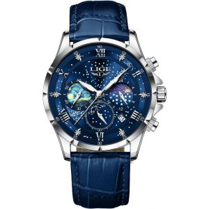 Montre Pour Homme Montre Pour Homme Chronographe En Acier Inoxydable &Eacute;tanche Analogique Cuirs Moonphase Design Quartz Avec Date Lumineuse.[J325] - Neuf
