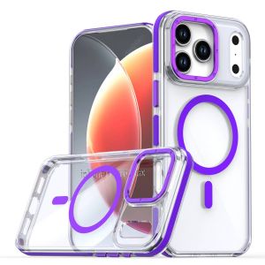 Magsafe&iquest;Coque Transparente De Luxe Antichoc Avec Charge Sans Fil,&Eacute;tui Magn&eacute;tique Pour Iphone 17 Pro Max 16 15 14 Plus 13 12 Pro Max 16e 17air.Violet.Iphone 12 - Neuf