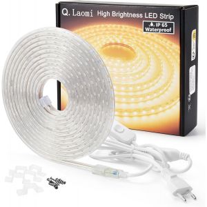 Ruban Led 6 M&egrave;tres Avec Interrupteur 220v 230v Bandeau Led Ip65 &Eacute;tanche Bande Led, Blanc Chaud - Neuf