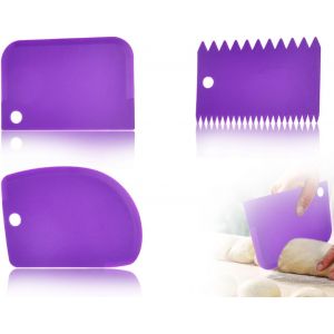 Mevronisshop-Lot De 3 Grattoirs &Agrave; P&acirc;te,Spatule &Agrave; P&acirc;te En Plastique,Carte &Agrave; P&acirc;te Flexible,Grattoir &Agrave; G&acirc;teau,Grattoir &Agrave; Cr&egrave;me,Grattoir &Agrave; G&acirc;teau,Spatule,Pour La Cuisson En Cuisine(Violet,3 Tailles) - Neuf
