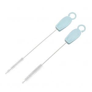 Lot De 2 Brosses De Nettoyage Pour Pailles En Acier Inoxydable Pour Biberons Et Tetines De Bebe, Bleu - Neuf