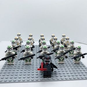 21pièces star wars mini figurine action garde blocs de construction jouet - costume de soldat robot - combat figure assemblée - jouets amusants - thème style pendules-Aucune plaque de base fournie - Neuf