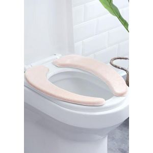 Coussin De Si&egrave;ge De Toilette Doux Et Antid&eacute;rapant En Peluche, Lavable Et R&eacute;utilisable, Coussin De Confort Pour La Salle De Bain, Chaud (Couleur Abricot) - Neuf