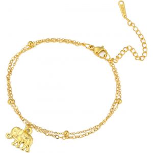 Kalsw-Bracelet D'éléphant Pour Femmes En Acier Inoxydable Bracelets Superposés Éléphants Doux Et Mignons Bijoux Pour Animaux Cadeau Pour L'amour Des Animaux - Neuf