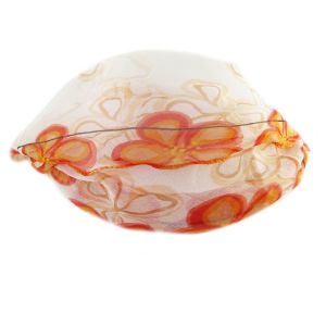 Promotion ! Carr&eacute; Voile 'scarlett' Orange Blanc - 75x75 Cm - Neuf