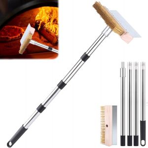 Ulteronixshop-Brosse de nettoyage pour four &agrave; pizza, 160 cm, avec grattoir, poign&eacute;e en aluminium amovible et brosse en laiton, grattoir pour four &agrave; pizza, four &agrave; pizza pour nettoyer les fours &agrave; pizza - Neuf