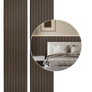 Panneau mural acoustique MDF Panneaux tasseau en placage moderne bois Rev&ecirc;tement 2x placage 120x60x2.1cm noyer - Neuf