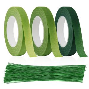 MEVRONISSHOP-Tiges Fleurs Artificielles, 3 Rouleau Floratape Fleuriste, Ruban Adh&eacute;sif Floral Vert,Scotch Fleuriste, Floral Tape Vert pour Enveloppement de Bouquets, Travaux Manuels Floraux - Neuf