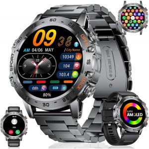Montre Connectée Homme,1.45'' Montre Intelnte Smartwatch Avec Appel Moniteur Fréquence Cardiaque Et Sommeil 530 Mah Batterie 100+ Modes Sportifs Pour Android Ios, Noir Foncé - Neuf