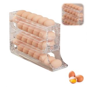 Niveau 4 Oeuf Clair Support Pour Réfrigérateur, Automatique Oeuf Distributeur, En Roulant Plateau D'oeuf, 30 De Stockage Des ?Ufs, D'économiser De L'espace Egg Roll Conteneurs Pour Réfrigérateur - Neuf