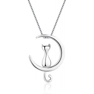 Kales-1 Pcs Ensembles De Bijoux En Argent 925,Collier De Lune Chat Mignon,Boucles D'oreilles De Chat Unique,Bijoux Élégants Pour Femmes,Cadeau De Noël Et Anniversaire - Neuf