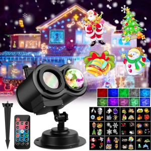 No&euml;l projecteur de lumi&egrave;re ext&eacute;rieure, 2 en 1 LED de No&euml;l la neige - Neuf