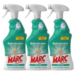 ST MARC Lot de 3 Pistolets Spray D&eacute;sinfectant et Nettoyant Anticalcaire au Vinaigre Blanc 750 ml - Neuf