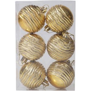 Les Cadeaux de no&euml;l, 6 pcs Boules de No&euml;l Ornements pour Arbres de No&euml;l des Petits Chocs de la Pendaison de Boule de Boules de No&euml;l, des F&ecirc;tes,l'Or Bande de 6cm - Neuf