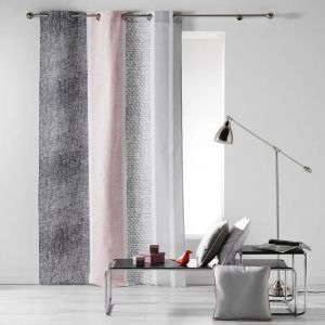 Rideau &Agrave; Oeillets 140 X 240 Cm Textilio Rose - Neuf