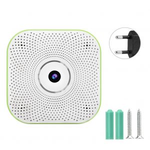 Detecteur de fumee sans fil Wi-Fi, alarme, detection de la qualite de l'air, camera de surveillance de securite (prise UE) - Neuf