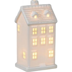 KALANKA-Photophore Maison Blanche Porcelaine, Maison Ceramique Noel, Petite Maison Blanche Ceramique de Noel (7.2 x 6.2 x 14.5 cm) - Neuf