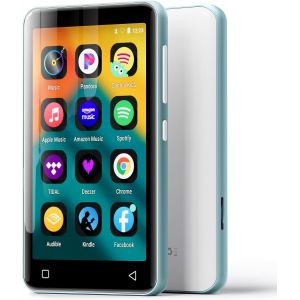 CHECARZHN--NO1-80Go Lecteur Mp3 Avec Bluetooth Et Wifi, Lecteur De Musique Mp3 Et Mp4 Ave Spotify,Spotify Kids, Tidal, Deezer, Lecteur Vidéo À Écran Tactile 4 Pouces 1080P¿Bleu Glacier+Blanc¿ - Neuf