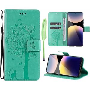 - Case For Xiaomi Note 14 Pro 5G / Poco X7 5G Case Folio Protective Cover Pu Leather Wallet Silicone [Magnetic Closure][Card Slots][Stand Feature]-Green - Neuf