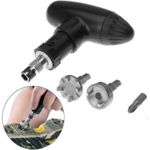 Clé à chaussures de golf Extracteur de crampons Retrait du ripper Accessoires en acier inoxydable Outil de clé à cliquet à cliquet de pic de golf (noir) (1Pcs) - Neuf