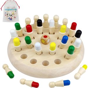 Jeux De M&eacute;moire En Bois, Jeu Montessori 4 Ans Jeu De Plateau Jouets &Eacute;ducatifs Jeux De Soci&eacute;t&eacute; Enfant Memory Chess M&eacute;liorent La M&eacute;moire Et La Cognition Des Couleurs Jeu Echec Bois Cadeau Pour Enfant - Neuf