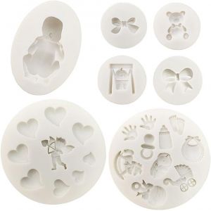 Subzonal-7 Pcs Fondant Moules &Agrave; Bonbons En Silicone, 3d B&eacute;b&eacute; Endormi Sucre Artisanal D&eacute;coration De G&acirc;teau D&eacute;coration Pour Cupcake Projets D'artisanat P&acirc;te &Agrave; Gomme R&eacute;sine Moule En Argile Polym&egrave;re - Neuf