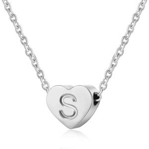 Collier Femme Coeur Argent Avec Lettre Pendentif Collier Pr&eacute;nom Initiale Femme Et Fille Anniversaire Cadeau Exquis Et Mignon - Neuf