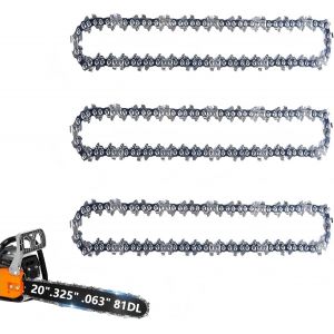 3 Pieces Chaines Tronconneuse 20 Pouces Pas .325 Jauge .063 81 Maillons Entrainement pour Stihl MS 260 MS261 MS270 MS271 MS290 MS291 024 026 281 400 039 310 26RS81 Oregon V81 L81 et plus - Neuf