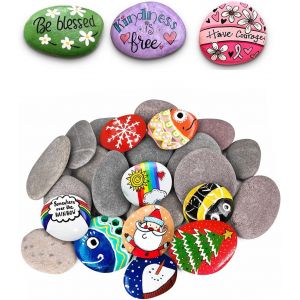 Mevronisshop-10 Pi&egrave;ces Pierres Plates &Agrave; Peindre, Galets A Peindre, Galets Naturels, Diy Peintes Rocher, Bricolage Cr&eacute;atif Cailloux, Galets D&eacute;coratifs Ronds, Galets Peints &Agrave; La Main Pour Dessin De Pei - Neuf