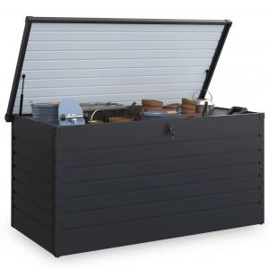 Coffre De Rangement M&eacute;tal Verrouillable Gris Anthracite Pour Jardin 1250l 175x95x90 Cm - Neuf