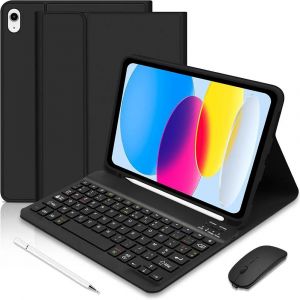 Coque Clavier pour iPad A16 (11'') / iPad 10 2022 (10,9'' 10e G&eacute;n&eacute;ration) Cuir PU avec Clavier Bluetooth + Stylet + Souris - EFConnection - Neuf