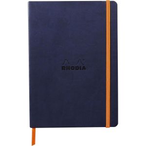 Eryi-117444c - Carnet Souple Bleu Nuit - A5 14,8 X 21 Cm - Pointillés Dot - 160 Pages - Papier Clairefontaine Ivoire 90 G/M² - Marque-Page, Fermeture Élastique - Simili Cuir - Collection Rama - Neuf