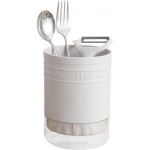 Porte-Ustensiles De Cuisine En Plastique Rond Égouttoir À Couverts Égouttoir Avec Compartiments, Évier, Organisateur De Comptoir Pour Fourchettes, Cuillères, Baguettes(Jaune) - Neuf