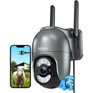 ChenQuanSarl-4G Lte Caméra Surveillance Avec Carte Sim, Filaire 24/7 Enregistrement Continu Extérieure Intérieure Camera,2K Hd Détection Humaine/Mouvement Suivi Automatique Spotlight Sirène Chargé Pa - Neuf
