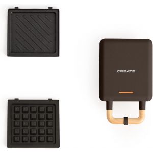 /STONE STUDIO/Appareil &agrave; croque-monsieur Vert sauge / 2 plaques interchangeables : sandwich et gaufre, antiadh&eacute;sif, 1 tranche, ouverture 100&ordm;, arr&ecirc;t automatique, poign&eacute;e cool-touch, 600W - Neuf