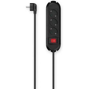 SJZG-Multiprise 3 Prises Interrupteur Accroches Murales - 16A - 3680W (Prise Multiple Rallonge Electrique 3M, Securit&eacute; Enfant, Gestion C&acirc;bles, Bloc 3 Prises Type F Schuko Compatible France) Noir - Neuf