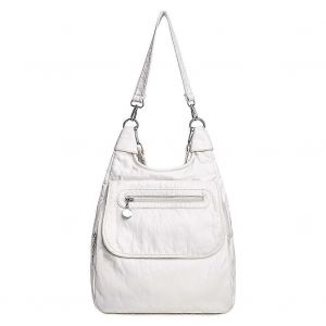 Femmes Sac &Agrave; Bandouli&egrave;re Grande Capacit&eacute; Pu Leather Casual Sac &Agrave; Dos Avec De Multiples Poches De Conception Anti-Vol Pour Le Travail Et Une Utilisation Ext&eacute;rieure Blanc - Neuf