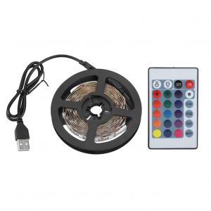 HJLIAN Bande lumineuse LED USB RGB avec telecommande 24 touches, retroeclairage colore 5050 pour TV et PC (2 m) - Neuf