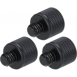 3 Adaptateurs de Pied de Micro 1/4 Femelle vers M8 M&acirc;le en Alliage d'Aluminium pour Support de Tr&eacute;pied de Microphone, Noir - Neuf