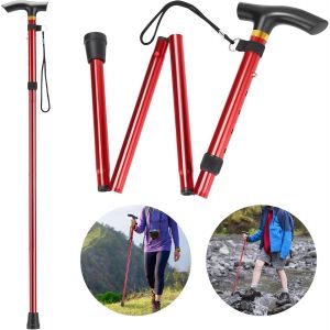 Canne Pliante En 4 Et R&eacute;glable Canne Pliante L&eacute;g&egrave;re En Aluminium En M&eacute;tal Canap&eacute; Non Glissant Unisexe Pour La Randonn&eacute;e Trekking Voyage.[Q147] - Neuf