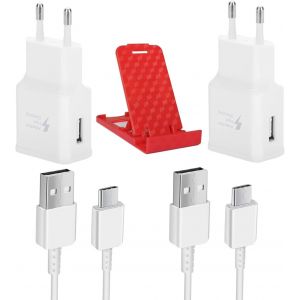 LORANKA-Chargeurs pour Smartphone Samsung (Paquet de 2), Chargeur Rapide, Bloc d'alimentation USB, Support pour Smartphone avec c&acirc;ble de Charge USB C pour Samsung Galaxy S10, S10e, A13 A16, A20, A34. - Neuf