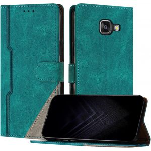 Kal-Étui Pour Samsung Galaxy A710/A7 2016, Housse En Cuir Pu Avec [Protection Antichoc Tpu] [Fonction Support] [Porte-Cartes ] Antichoc Magnétique Coque Pour Galaxy A710 - Vert - Neuf