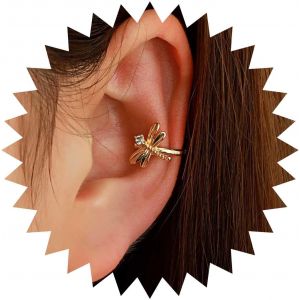 Kal-Boucles D'oreilles Boho Cristal Libellule Boucles D'oreilles Clip Libellule Vintage Boucles D'oreilles Clip Libellule Or Boucles D'oreilles Cartilage Non Percées Boucles D'oreilles Clip - Neuf