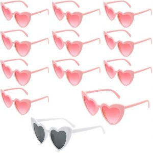 Kathlelxh-12 Paires Lunettes Coeur, Lunettes De Soleil En Forme De Coeur, Lunettes De Soleil Vintage Love Heart Des Années 70, Monture Rétro Un Xe, Accessoire De Costume Pour Décoration De M[H918] - Neuf