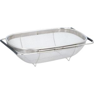 Eryi-Passoire Extensible En Acier Inoxydable Pour Évier Avec Poignées 33 X 23,5 X 10 Cm - Passoire D'évier De Cuisine - Passoire À Pâtes, Argenté - Neuf