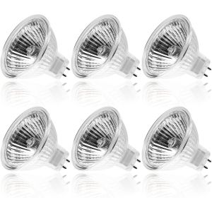 Kal-Ampoule Halogène Gu5.3 50w 12v, Ampoule Mr16 Dimmable 500lm 2700k Blanc Chaud, Ampoule Halogene 2 Broches Couvercle En Verre Pour Plafonnier, Pack De 6 - Neuf