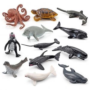 Lot de 12 mini jouets marins en plastique pour enfants, figurines d'animaux marins, simulation d'animaux marins, modèle de décoration YMJJ - Neuf